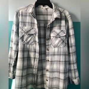 Super soft Pearl Grey Flannel Shirt Jacket with Pockets!